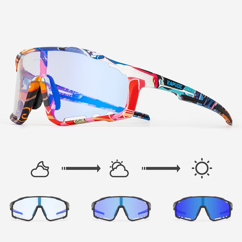 KAPVOE cycling chromic glasses professional windproof sports mountain road bike outdoor sports myopia goggles men and women