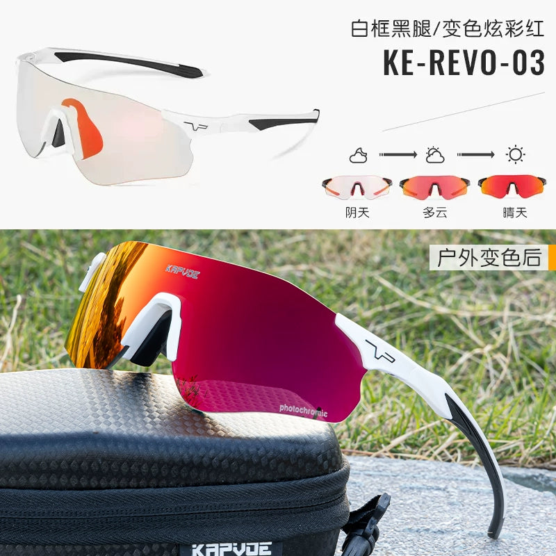 Kapvoe Running Marathon Color Changing Professional Outdoor Wind Protection Goggles Hiking Hiking Sunglasses